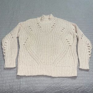 LOFT Pointelle Mock Neck Sweater Light Pink Size Medium